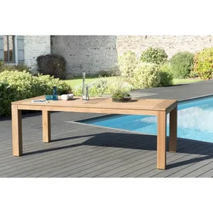 MACABANE Table à manger en teck Denver - 220 x 100 cm - Couleur naturelle JARDI... pas cher