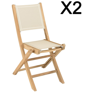 MACABANE Harris - Lot de 2 chaises Pliantes textilène Couleur Beige pas cher