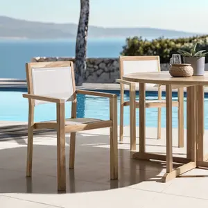 MACABANE Lot de 2 fauteuils empilables textilène couleur beige pas cher