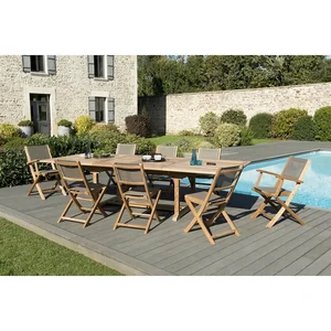 MACABANE HARRIS - SALON DE JARDIN EN BOIS TECK 10/12 pers - 1 Table re...