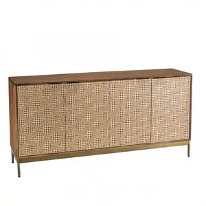 Comparateur de prix : Macabane ALIX - Buffet en bois de manguier 4 portes motifs ethniques