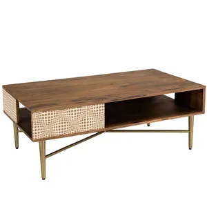 Comparateur de prix : Table basse - MACABANE - Alix - Bois de manguier - 2 niches - Style ethnique