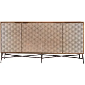 Macabane ALIX - Buffet en bois de manguier 4 portes motifs ethniques pas cher