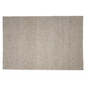 Macabane QUENTIN - Tapis rectangulaire 160x230cm en laine bouclée taupe