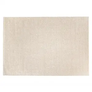 Macabane QUENTIN - Tapis rectangulaire 200x290cm en laine tissée couleur beige