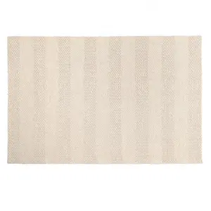 Macabane QUENTIN - Tapis rectangulaire 160x230cm en laine tissée couleur lin