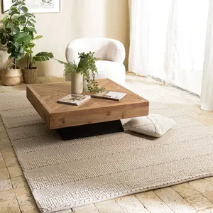 Macabane QUENTIN - Tapis rectangulaire 200x290cm en laine tissée couleur lin pas cher