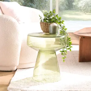 Macabane HORTENSE - Table d'appoint design en verre transparent couleur vert pas cher