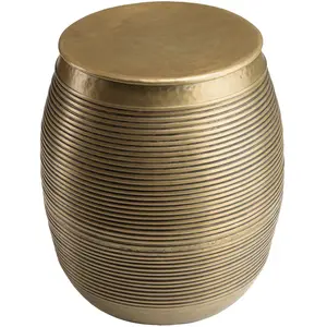 MACABANE Table d’appoint alu couleur laiton foncé strié pas cher