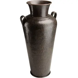 Macabane HONORE - Vase alu avec anses L45cm H1m couleur cuivre noir antique