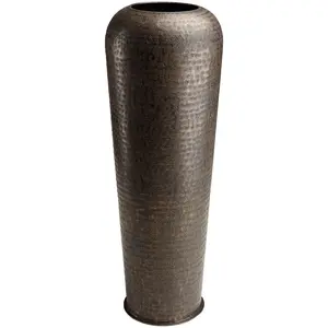 Macabane HONORE - Vase alu L30cm H85cm couleur cuivre noir antique avec gravures