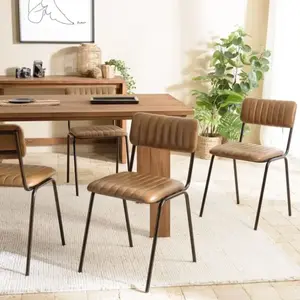 MACABANE Marcel - lot de 2 chaises assise et dossier matelassés cuir pieds acierVendu parnature-et-decouvertes