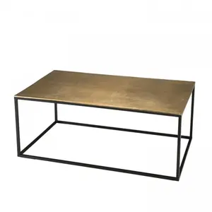 Comparateur de prix : Table basse rectangulaire MACABANE JONAS - Aluminium doré - Pieds noir...