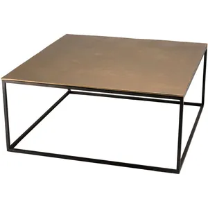 Comparateur de prix : MACABANE Johan - table basse carrée 90x90cm aluminium doré et noir pieds métal