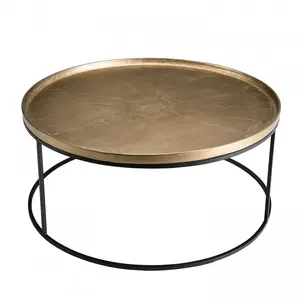 Comparateur de prix : Macabane - Table basse ronde Jonas dorée - D.88xH.41 cm T.U