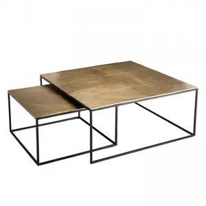 Macabane - 2 Tables gigognes carrées Jonas dorées - 89x89x40 cm T.UVendu paramazon