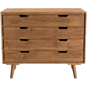 Commode Scandinave MACABANE ANDREW - Bois Marron - 4 Tiroirs - 80cm pas cher