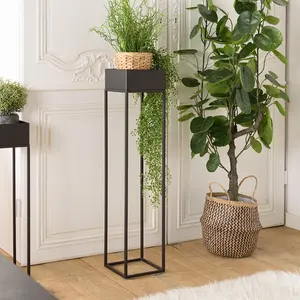MACABANE Sellette carrée / porte plantes GM noire piètement métal pas cher