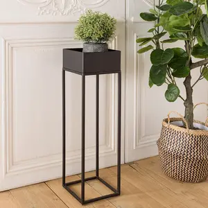 MACABANE Daly - Sellette carrée / porte plantes mm noire piètement métal pas cher