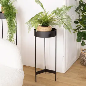 MACABANE Sellette ronde / porte plante MM noire piètement métal pas cher