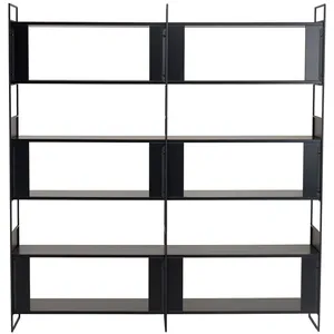 Macabane DALY - Étagère 10 niches 5 niveaux noire piètement métal