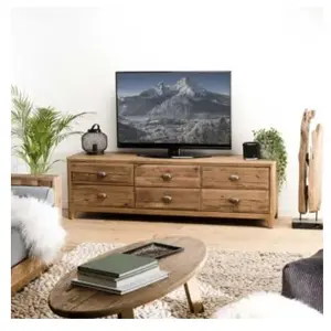 Macabane - Meuble TV 6 tiroirs Sandy marron - 180.5x45x55 cm T.U