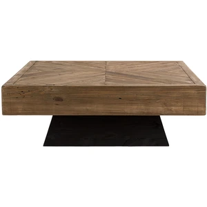 Comparateur de prix : MACABANE Andrian - table basse carrée marron 99.5x99.5cm bois pin recyclé piètement noir