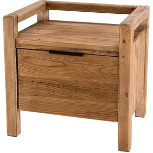Table De Chevet - MACABANE - Andrian - Marron - 1 tiroir - Bois Pin recyclé