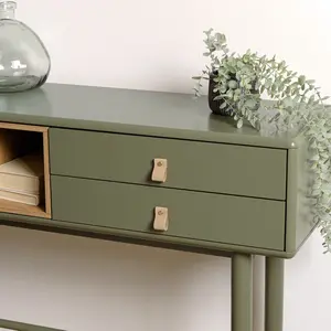 Comparateur de prix : Ethan - console verte 3 tiroirs et 1 niche en bois naturel