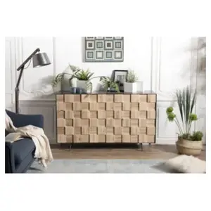 MACABANE CLEMENCE - Buffet 4 portes bois Sapin et pieds métal pas cher