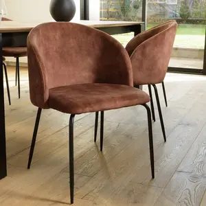 MACABANE AUGUSTIN - Lot de 2 chaises velours acajou dossier enveloppan... pas cher
