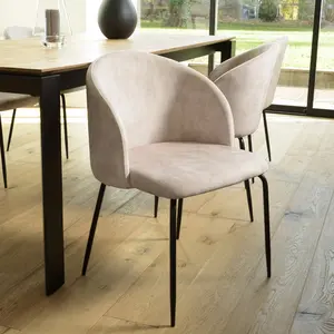Comparateur de prix : MACABANE Tom - lot de 2 chaises dossier enveloppant tissu velours beige