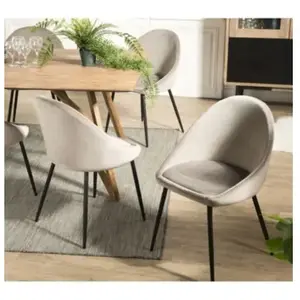 Comparateur de prix : MACABANE Tom - lot de 2 chaises velours chamois beige pieds métal noir