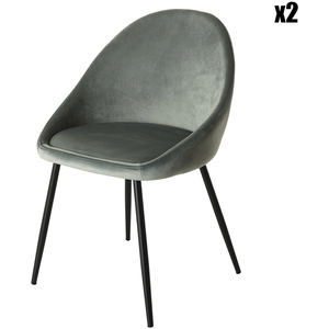 Macabane - 2 Chaises Augustin en Velours jade - 53x51x78 cm T.U pas cher