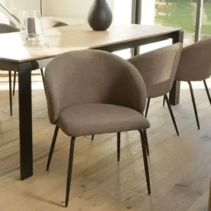 Comparateur de prix : MACABANE AUGUSTIN - Lot de 2 chaises tissu marron dossier arrondi pied...