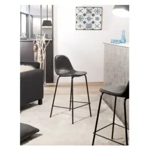 MACABANE Augustin - lot de 2 tabourets de bar john noirs hauteur d'assise 65cm pas cher
