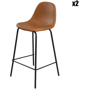 MACABANE AUGUSTIN - Lot de 2 tabourets de bar John marron hauteur d'assise 65cm pas cher