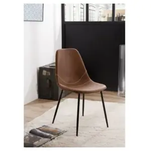 MACABANE AUGUSTIN - Lot de 2 chaises JOHN marrons pas cher