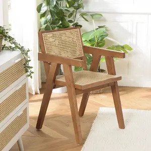 MACABANE ALBANE- Fauteuil en bois d'Hévéa foncé dossier et assise roti... pas cher