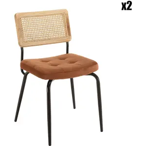 Macabane - 2 Chaises en Velours Albane orange/noir - 55x55x81 cm OS pas cher