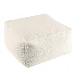 MACABANE ALBANE - Pouf carré 53x53cm tissu bouclette blancVendu parcdiscount