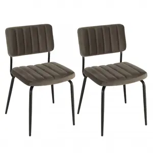 Comparateur de prix : Macabane ALBANE - Lot de 2 chaises velours gris foncé pieds en métal noir