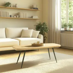 MACABANE Haby - table basse gm plateau en pin pieds scandinaves métal vert pas cher