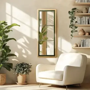 MACABANE Miroir rectangulaire esprit verrière pin et métal vert pas cher