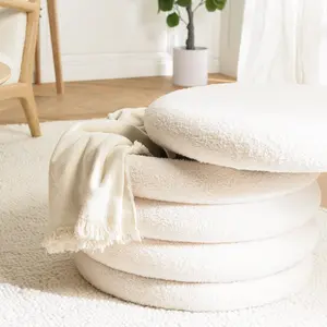 Leopold - pouf m en tissu bouclette écru avec rangementVendu parconforama