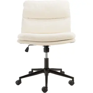 MACABANE Mina - chaise de bureau à roulettes en tissu écru dossier carré pas cher