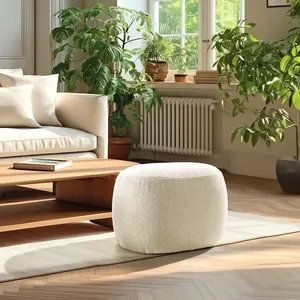 Macabane - Pouf forme design n°2 en tissu petite bouclette beige OS