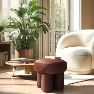 Macabane - Pouf forme design n°2 en tissu effet velours marron OS