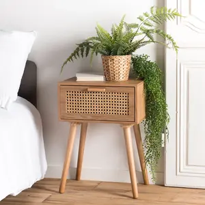 Comparateur de prix : MACABANE ROMEO - Chevet couleur naturel 1 tiroir bois pin cannage