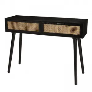Comparateur de prix : Macabane - Console Angelo 2 Tiroirs Bois/noir - 110x33x81.5 cm T.U